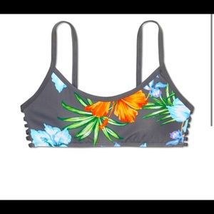Gray floral bikini top